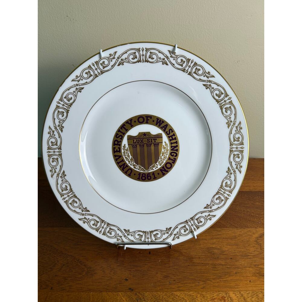 University of Washington Commemorative Ceramic Plate Gold Embossed Seal